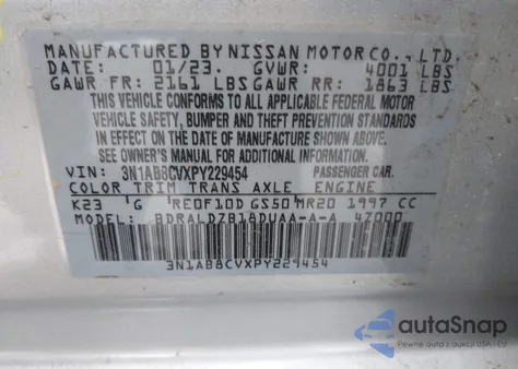 2023 Nissan Sentra Sv Xtronic Cvt from USA, damaged, VIN 3N1AB8CVXPY229454